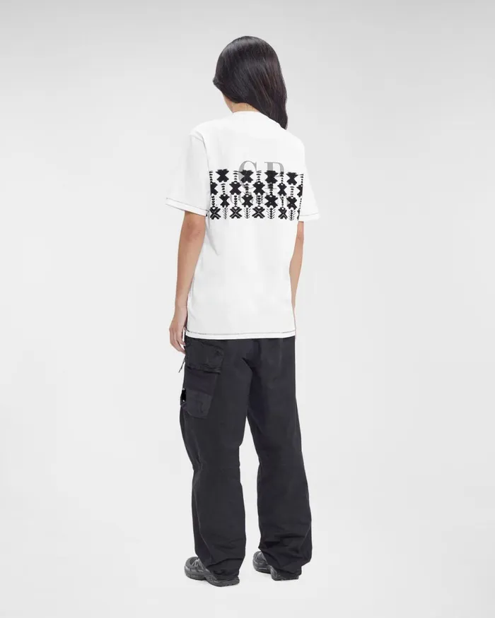 Man CP Company Tshirts and Polo 241 Jersey Reverse Logo Tshirt Gauze White