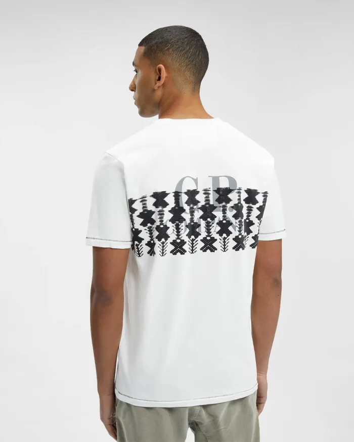 Man CP Company Tshirts and Polo 241 Jersey Reverse Logo Tshirt Gauze White