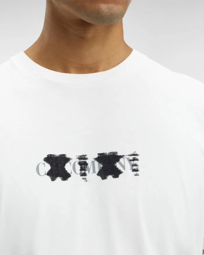 Man CP Company Tshirts and Polo 241 Jersey Reverse Logo Tshirt Gauze White