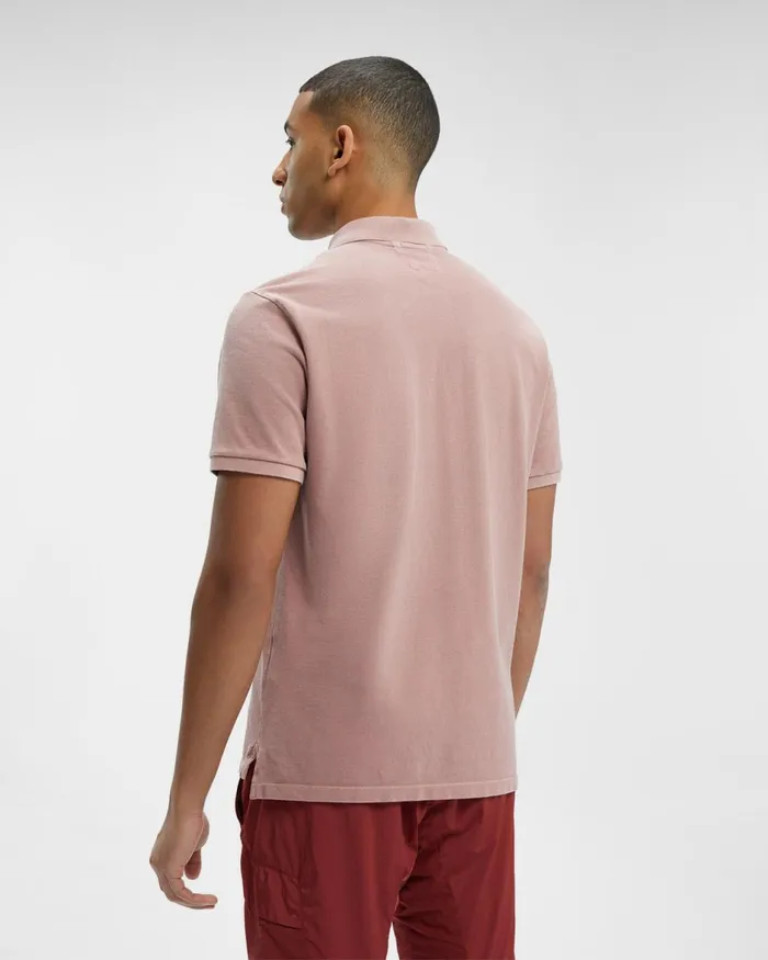 Man CP Company Tshirts and Polo 241 Piquet Regular Resist Dyed Polo Shirt Cedar Wood 8211 Pink