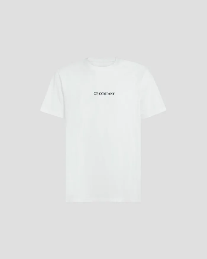 Man CP Company Tshirts and Polo 301 Jersey Blurry Logo Tshirt Gauze White