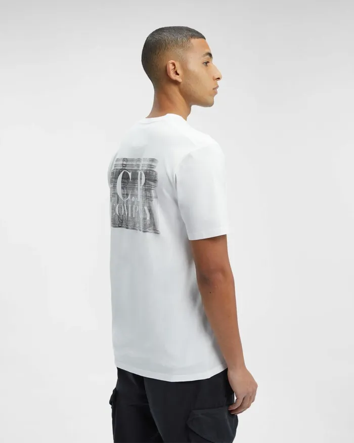 Man CP Company Tshirts and Polo 301 Jersey Blurry Logo Tshirt Gauze White