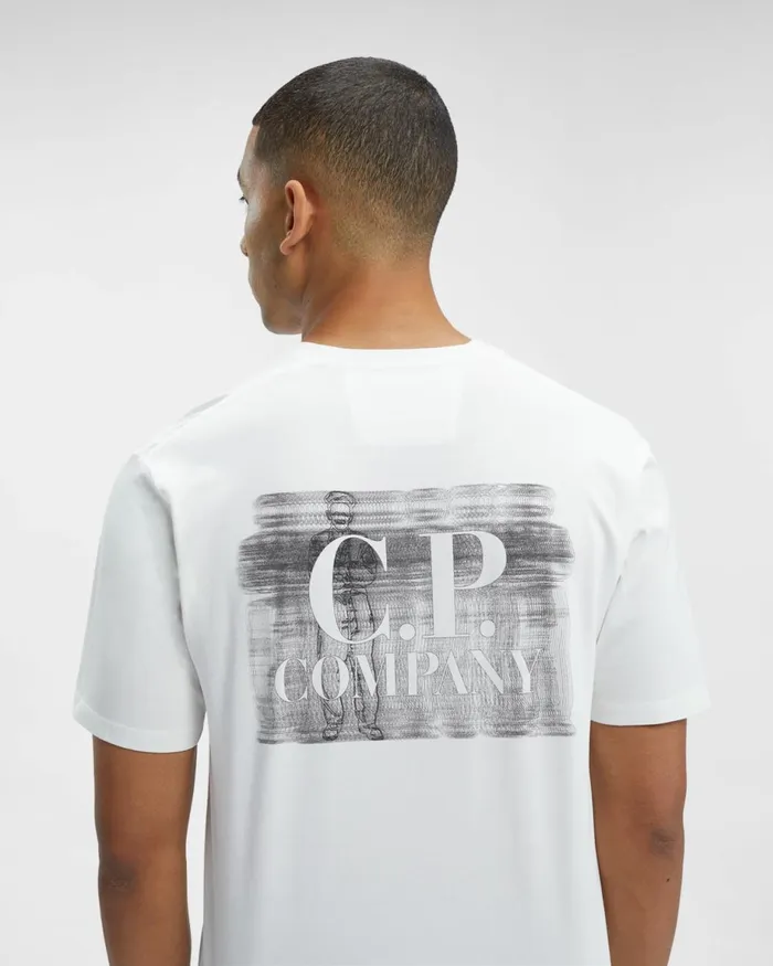Man CP Company Tshirts and Polo 301 Jersey Blurry Logo Tshirt Gauze White
