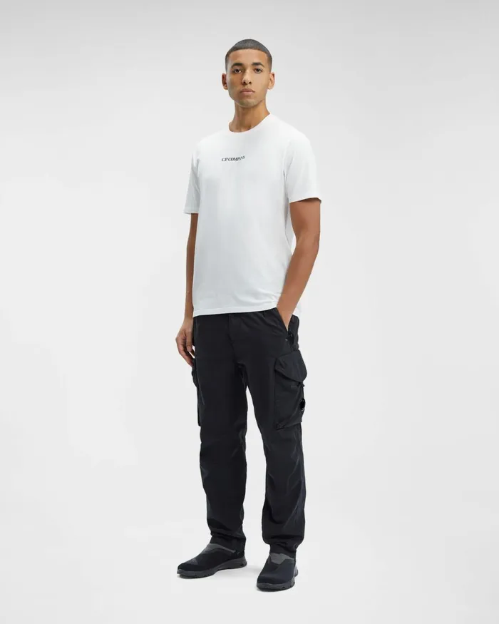 Man CP Company Tshirts and Polo 301 Jersey Blurry Logo Tshirt Gauze White