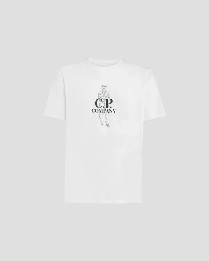Man CP Company Tshirts and Polo 301 Jersey British Sailor Tshirt Gauze White