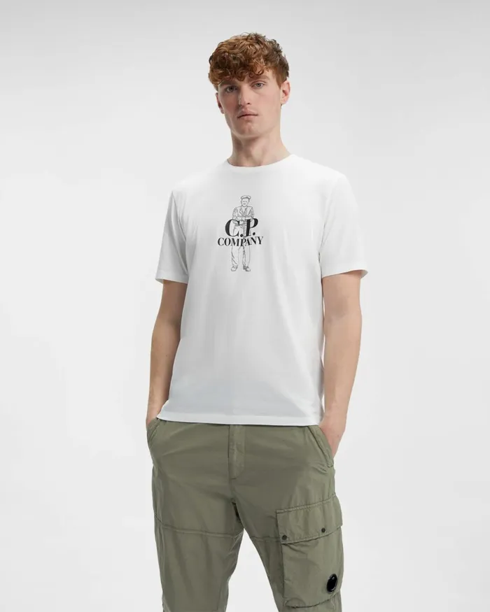 Man CP Company Tshirts and Polo 301 Jersey British Sailor Tshirt Gauze White