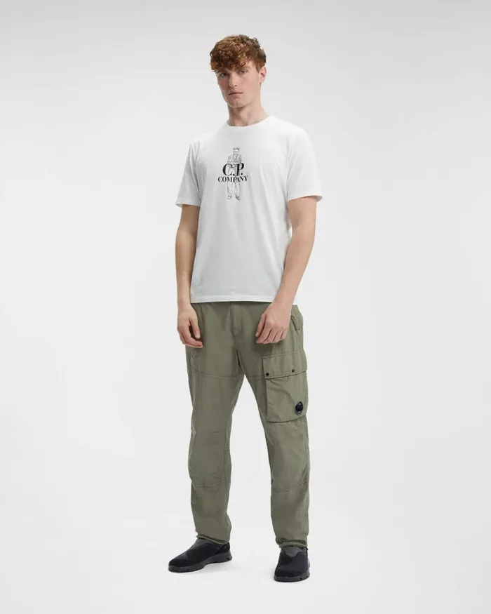 Man CP Company Tshirts and Polo 301 Jersey British Sailor Tshirt Gauze White