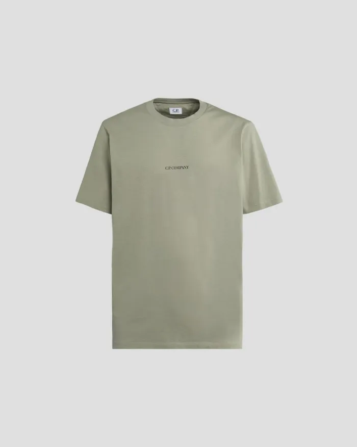 Man CP Company Tshirts and Polo 301 Jersey Central Logo Tshirt Silver Sage 8211 Brown