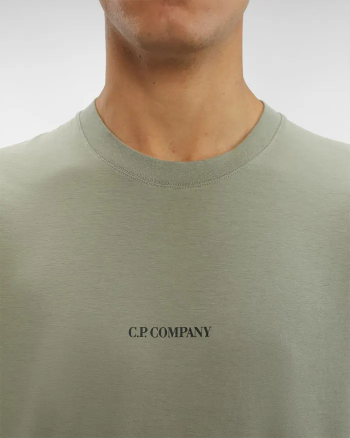 Man CP Company Tshirts and Polo 301 Jersey Central Logo Tshirt Silver Sage 8211 Brown