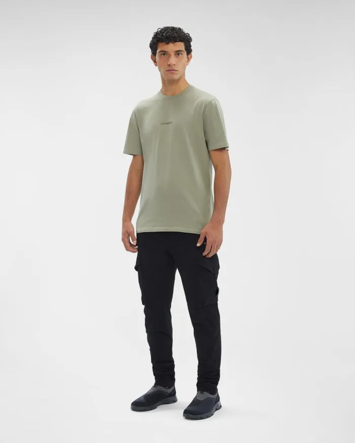 Man CP Company Tshirts and Polo 301 Jersey Central Logo Tshirt Silver Sage 8211 Brown