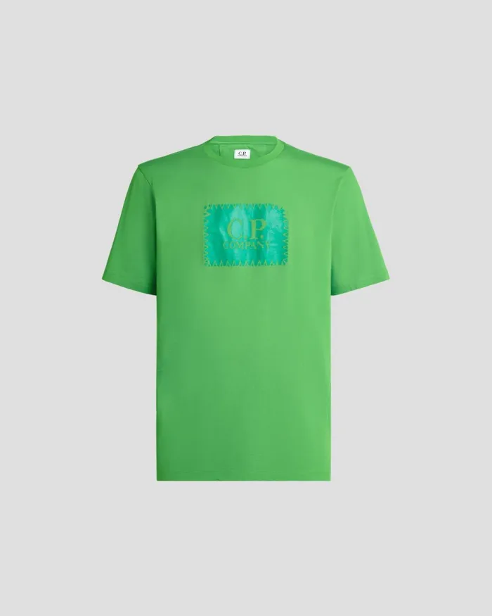 Man CP Company Tshirts and Polo 301 Jersey Label Tshirt Classic Green