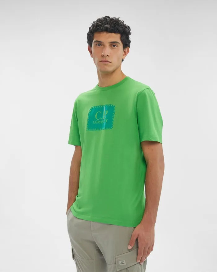Man CP Company Tshirts and Polo 301 Jersey Label Tshirt Classic Green