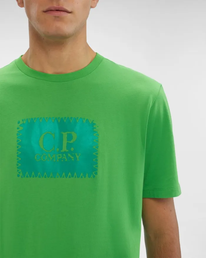 Man CP Company Tshirts and Polo 301 Jersey Label Tshirt Classic Green