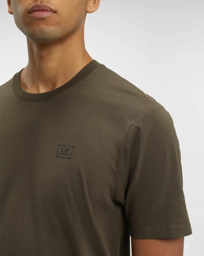 Man CP Company Tshirts and Polo 301 Jersey Logo Detail Tshirt Ivy Green