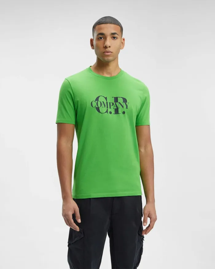 Man CP Company Tshirts and Polo 301 Jersey Logo Graphic Tshirt Classic Green