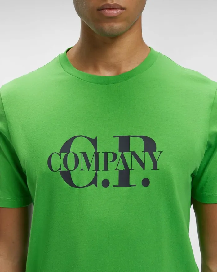 Man CP Company Tshirts and Polo 301 Jersey Logo Graphic Tshirt Classic Green