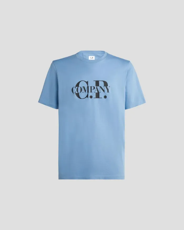 Man CP Company Tshirts and Polo 301 Jersey Logo Graphic Tshirt Riviera 8211 Blue