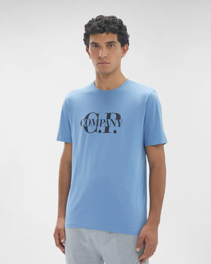 Man CP Company Tshirts and Polo 301 Jersey Logo Graphic Tshirt Riviera 8211 Blue