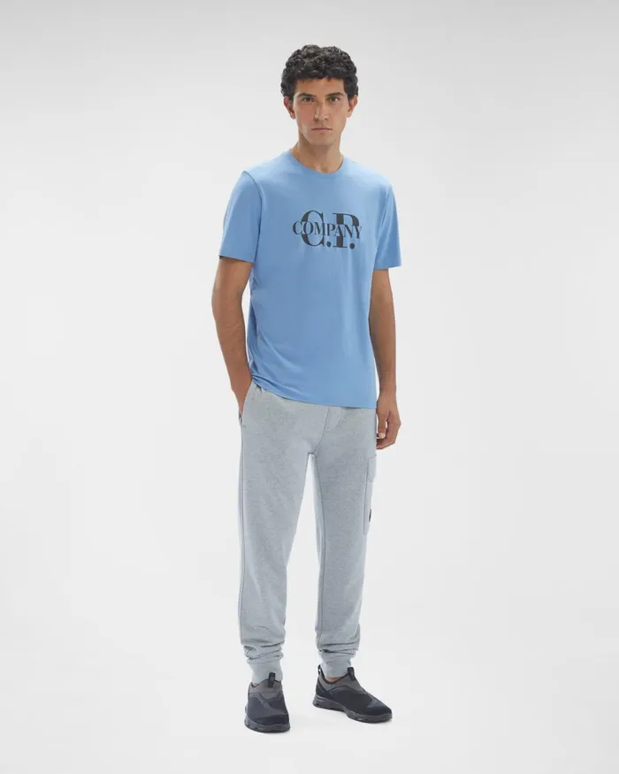 Man CP Company Tshirts and Polo 301 Jersey Logo Graphic Tshirt Riviera 8211 Blue