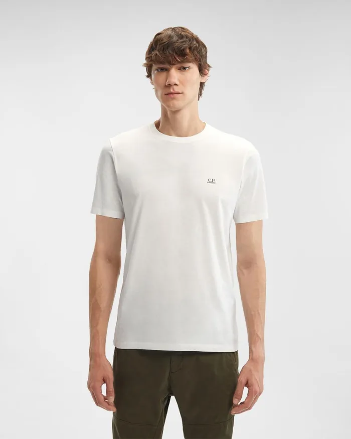 Man CP Company Tshirts and Polo 301 Jersey Small Logo Tshirt Gauze White