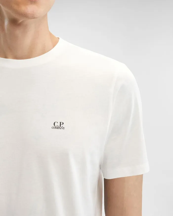 Man CP Company Tshirts and Polo 301 Jersey Small Logo Tshirt Gauze White
