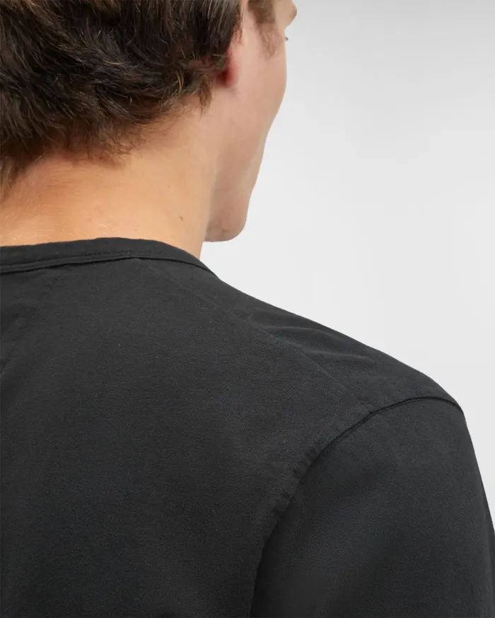 Man CP Company Tshirts and Polo Brushed Jersey Long Sleeved Logo Tshirt Black