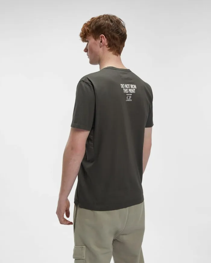 Man CP Company Tshirts and Polo Mercerised Jersey Pocket Tshirt Olive Night 8211 Green