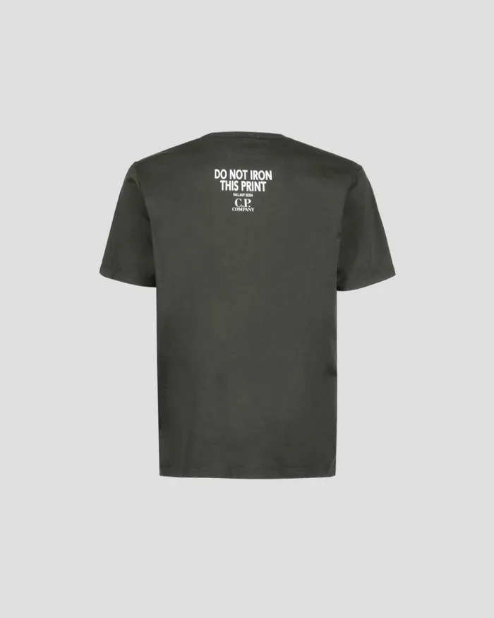 Man CP Company Tshirts and Polo Mercerised Jersey Pocket Tshirt Olive Night 8211 Green