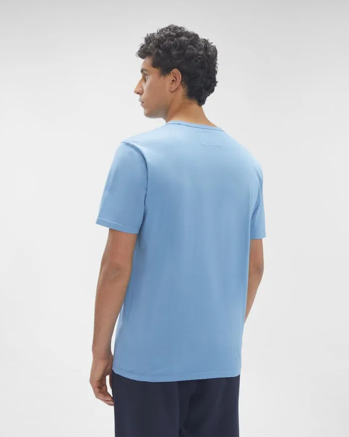 Man CP Company Tshirts and Polo Mercerized Light Jersey 702 Logo Tshirt Riviera 8211 Blue