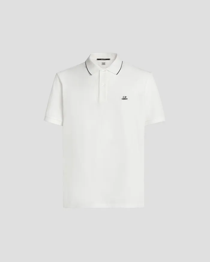Man CP Company Tshirts and Polo Stretch Piquet Regular Polo Shirt Gauze White
