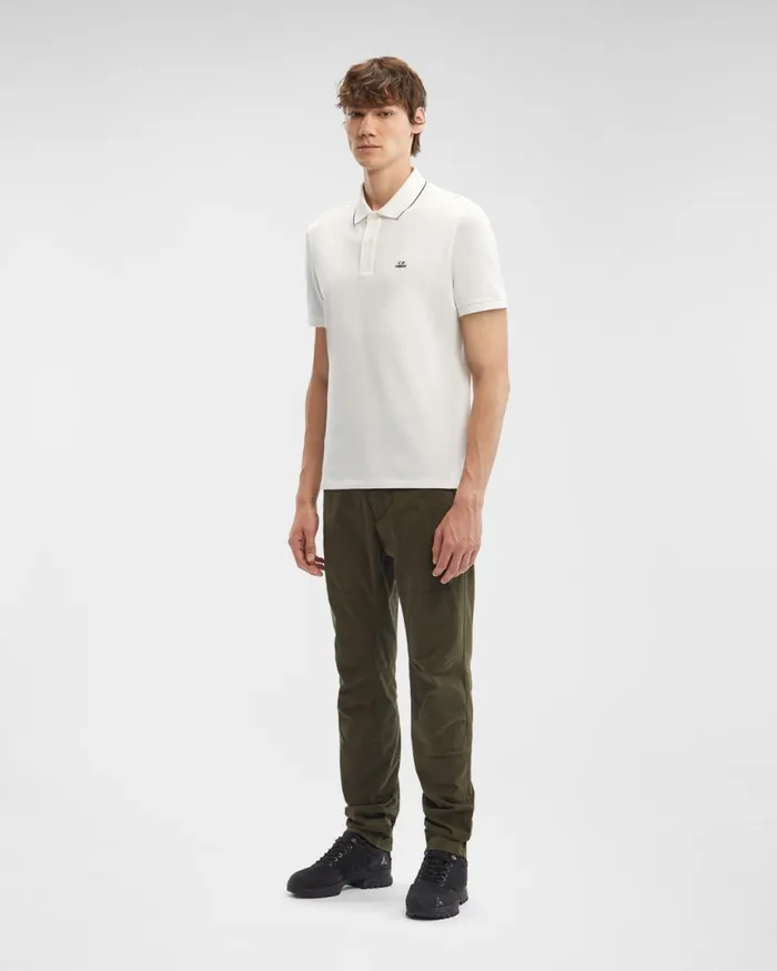 Man CP Company Tshirts and Polo Stretch Piquet Regular Polo Shirt Gauze White