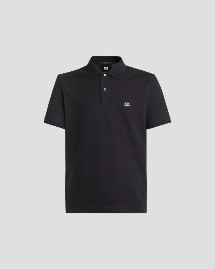 Man CP Company Tshirts and Polo Stretch Piquet Slim Polo Shirt Black
