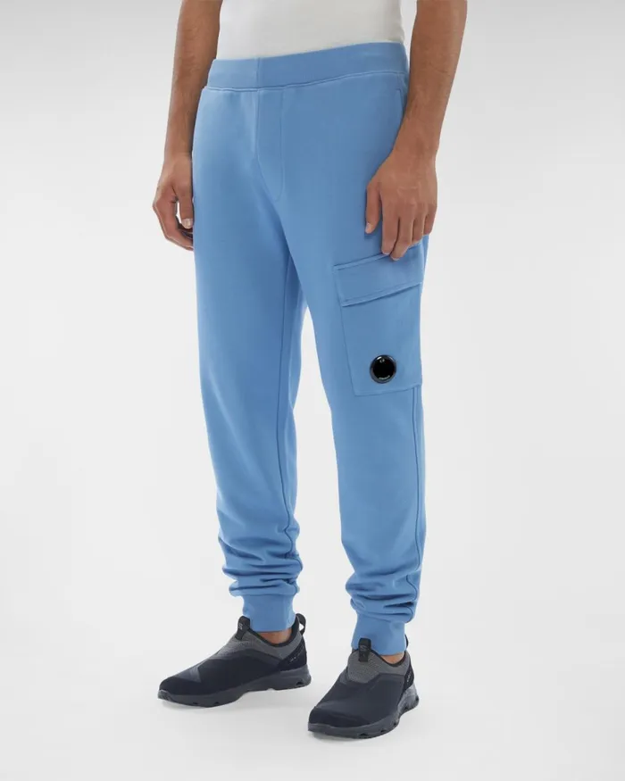 Man CP Company Tracksuits and Shorts Diagonal Raised Fleece Sweatpants Riviera 8211 Blue