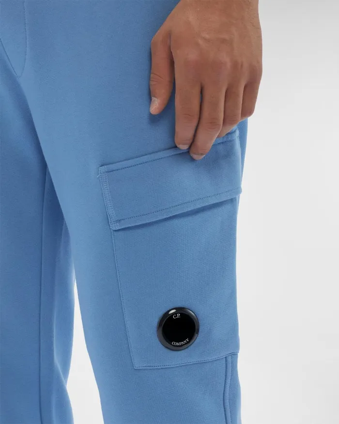 Man CP Company Tracksuits and Shorts Diagonal Raised Fleece Sweatpants Riviera 8211 Blue