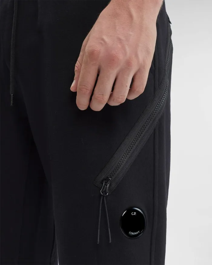 Man CP Company Tracksuits and Shorts Diagonal Raised Fleece Zipped Pocket Shorts Black