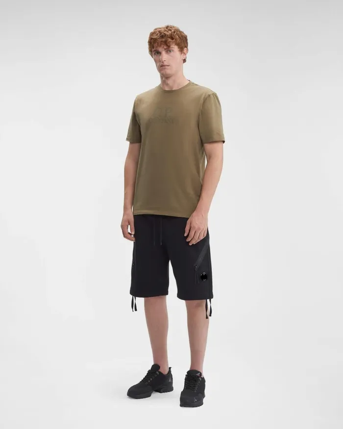 Man CP Company Tracksuits and Shorts Diagonal Raised Fleece Zipped Pocket Shorts Black