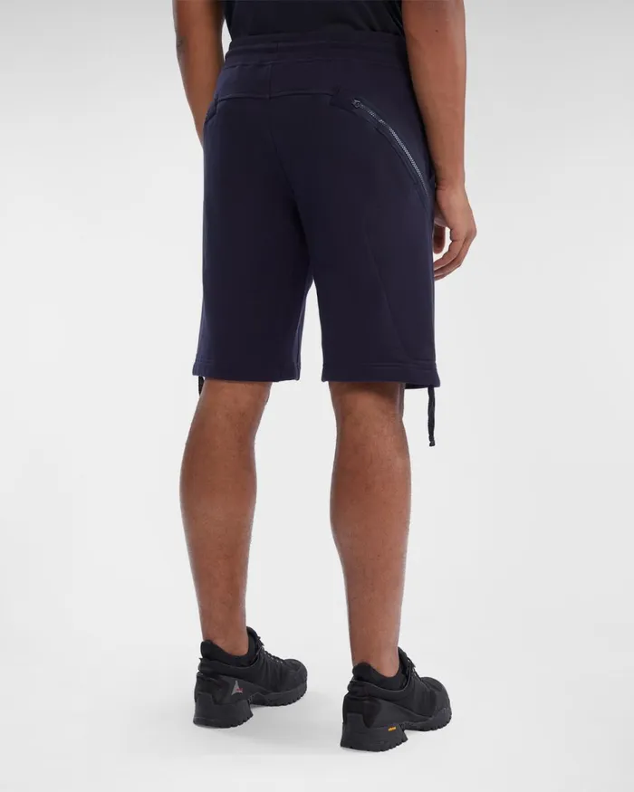 Man CP Company Tracksuits and Shorts Diagonal Raised Fleece Zipped Pocket Shorts Total Eclipse 8211 Blue