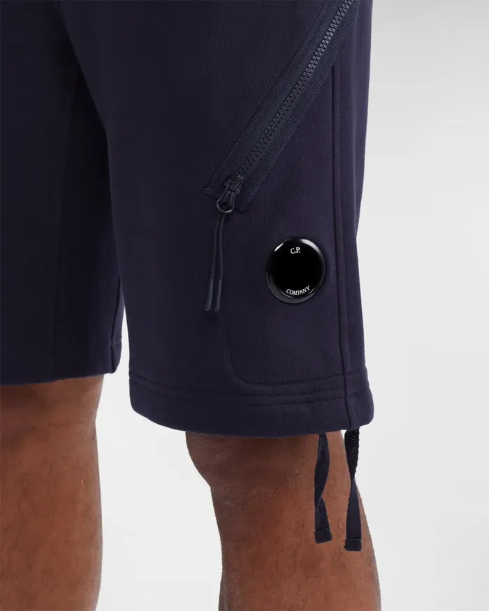 Man CP Company Tracksuits and Shorts Diagonal Raised Fleece Zipped Pocket Shorts Total Eclipse 8211 Blue