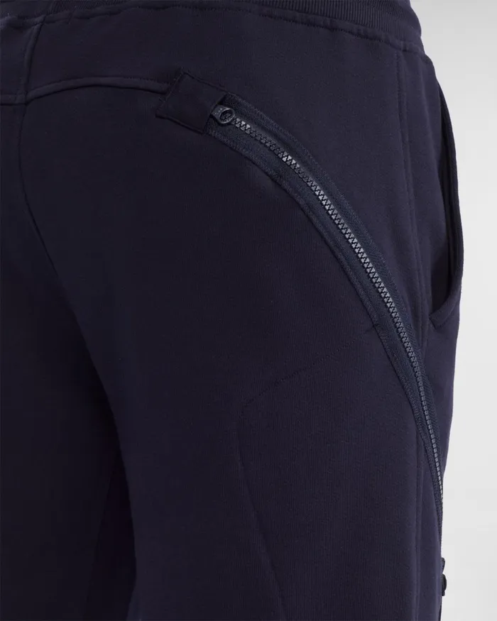 Man CP Company Tracksuits and Shorts Diagonal Raised Fleece Zipped Pocket Shorts Total Eclipse 8211 Blue