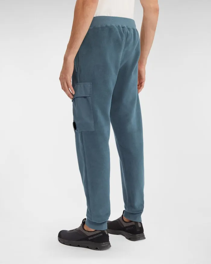 Man CP Company Tracksuits and Shorts Reverse Brushed and Emerized Diag Fleece Sweatpants Orion Blue