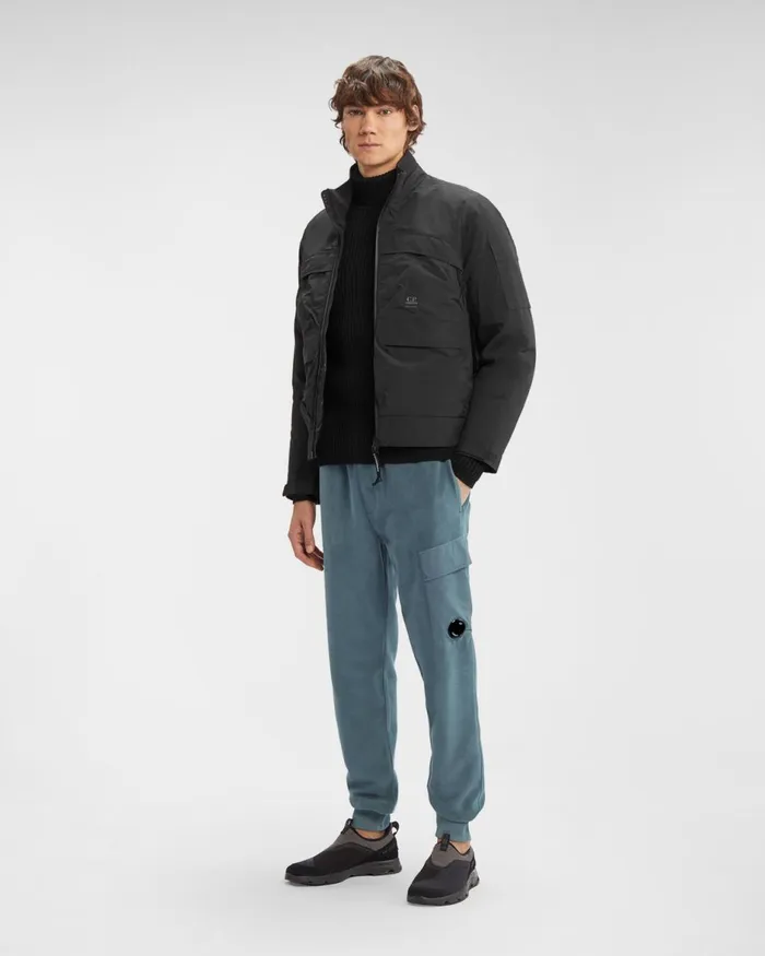 Man CP Company Tracksuits and Shorts Reverse Brushed and Emerized Diag Fleece Sweatpants Orion Blue