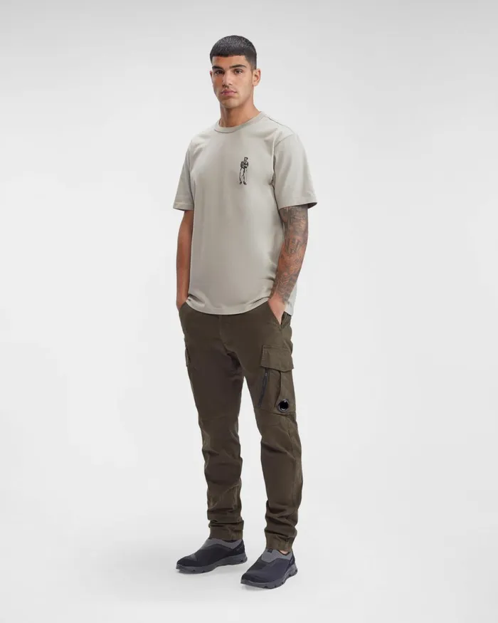 Man CP Company Trousers Stretch Sateen Cargo Pants Ergonomic Fit Ivy Green