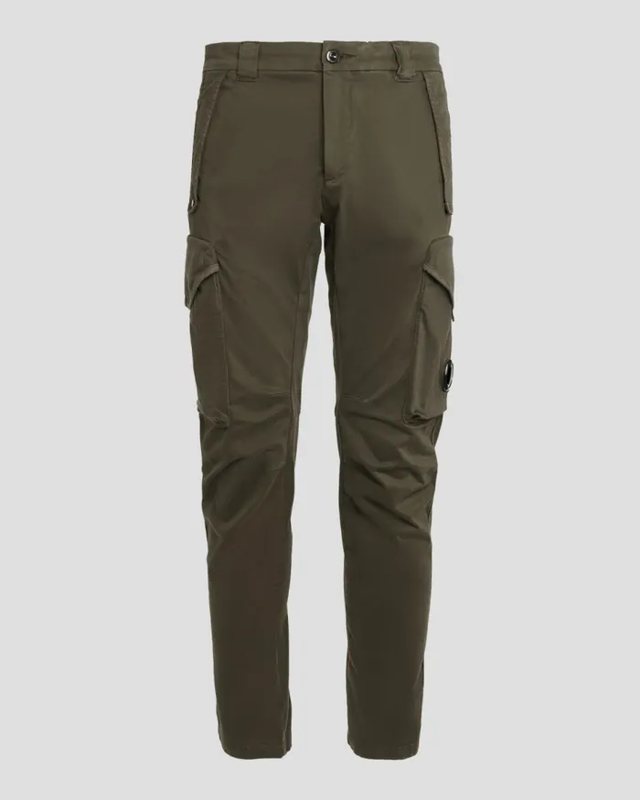 Man CP Company Trousers Stretch Sateen Ergonomic Pants Ivy Green