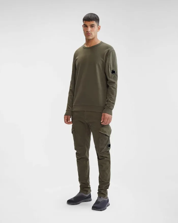Man CP Company Trousers Stretch Sateen Ergonomic Pants Ivy Green
