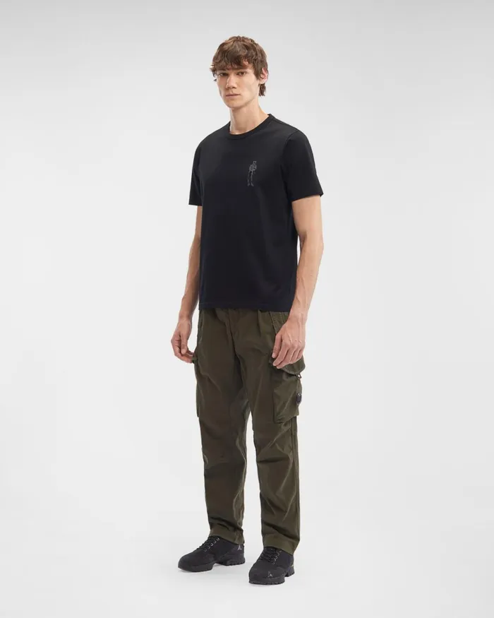 Man CP Company Trousers Stretch Sateen Pants Loose Fit Ivy Green