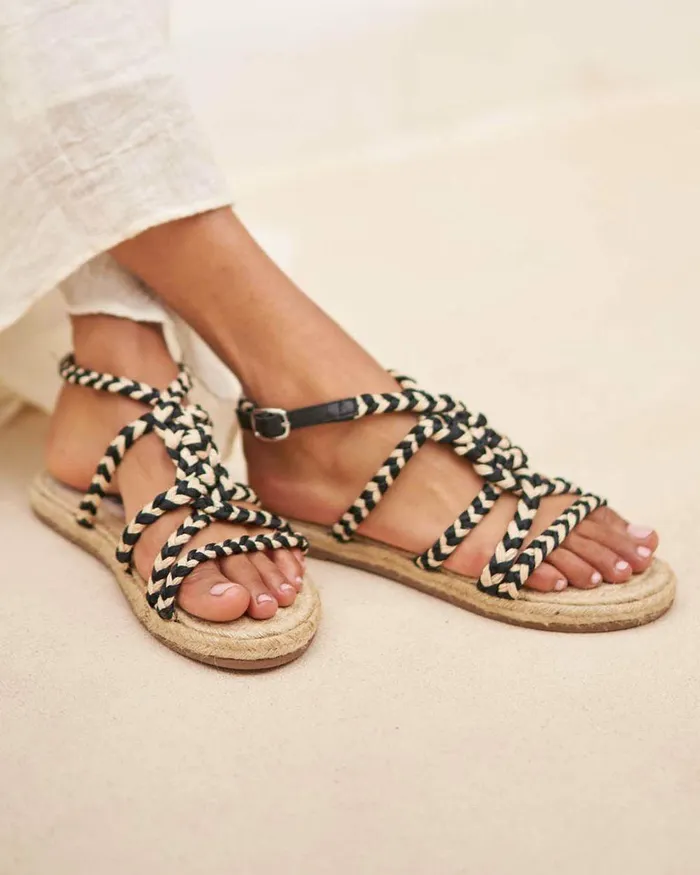 Manebi Rope Sandal 8211 Natural Tie Up Natural Tie Up Women Faherty Shoes and Socks