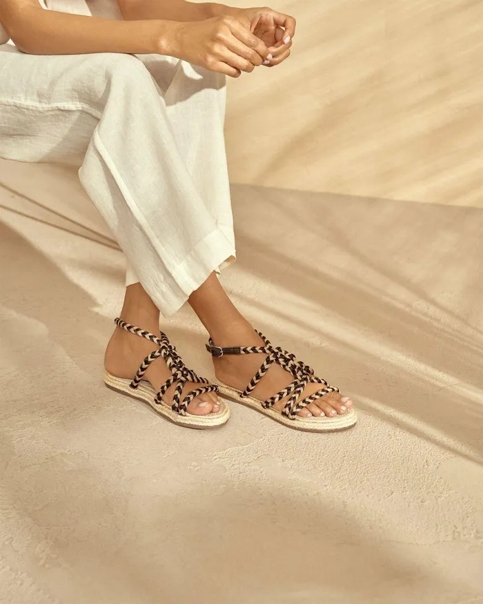 Manebi Rope Sandal 8211 Natural Tie Up Natural Tie Up Women Faherty Shoes and Socks