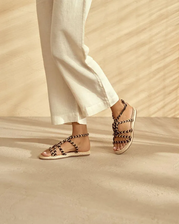Manebi Rope Sandal 8211 Natural Tie Up Natural Tie Up Women Faherty Shoes and Socks