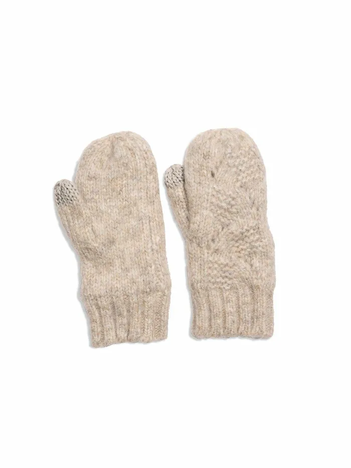 Marled Cable Mittens 8211 Driftwood Driftwood Women Faherty Overalls and Jumpsuits