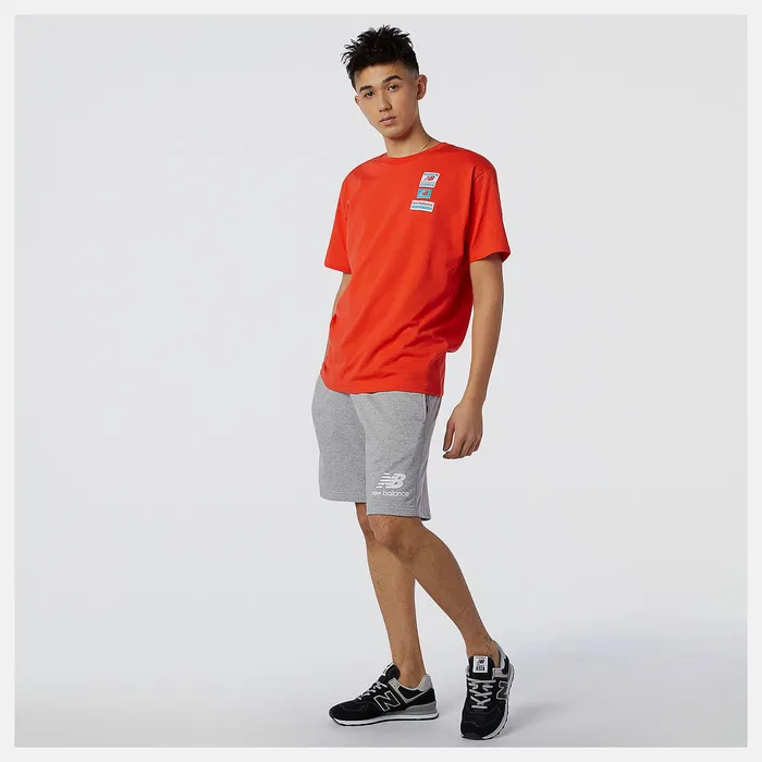 Matching Sets Men Newbalance NB Essentials Stacked Logo Short Athletic Grey